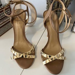 Aquazzura Beige, Brown and gold stud Heels
